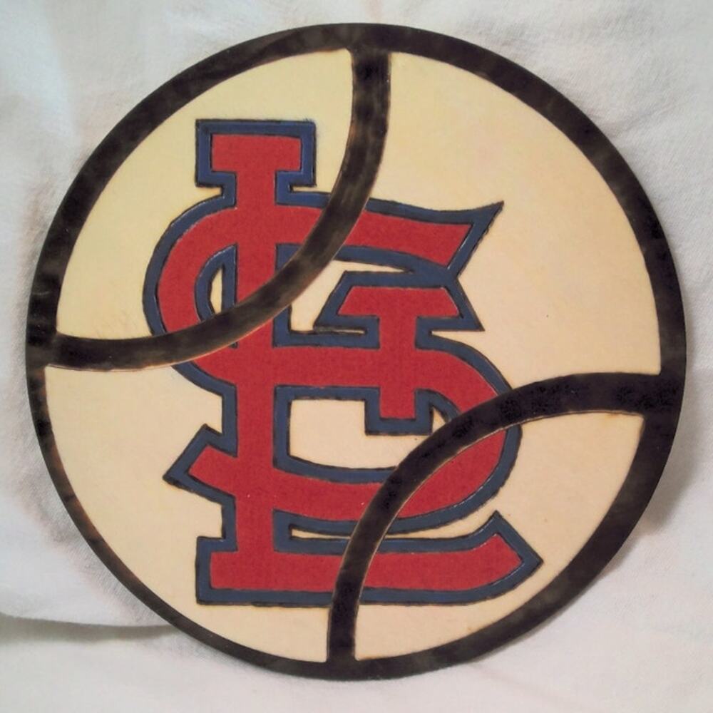 Handcrafted St. Louis Cardinals Team Logo Wood Baseball Plaque MLB
